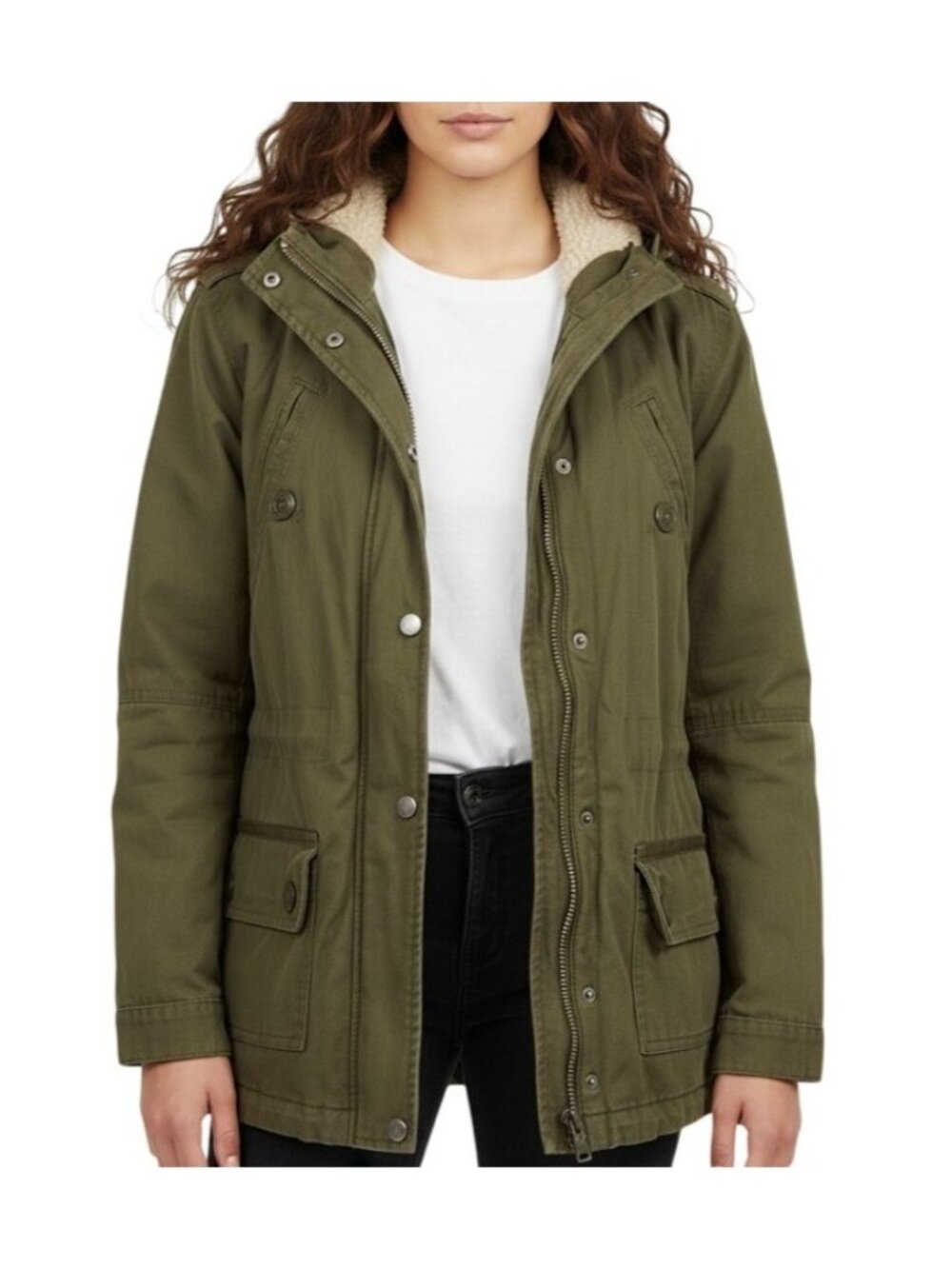 Vintage American Eagle Outfitters Green Hooded Cargo Utility Jacket S Military